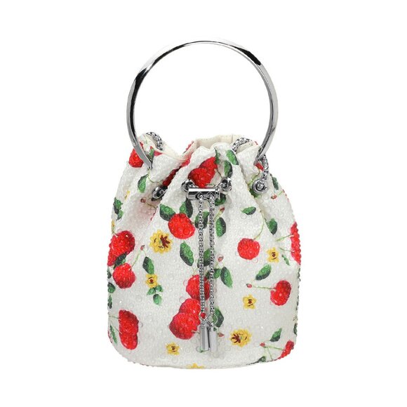 Tigerstars Bling Studded Cherry Pattern Bucket Crossbody Bag - Picture 1 of 3